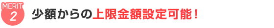 少額からの上限金額設定可能！